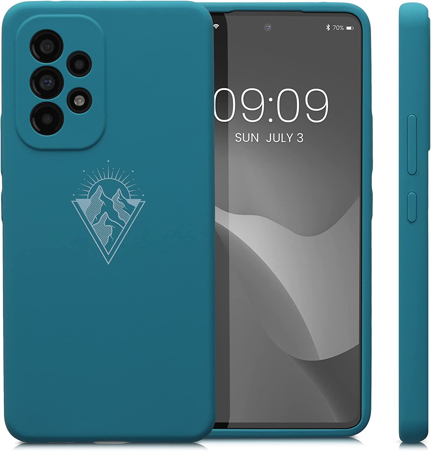 KW Samsung Galaxy A53 5G Θήκη Σιλικόνης Rubber TPU - Design Minimalism Mountains - White / Petrol - 58023.01