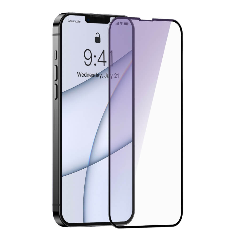 Baseus iPhone 13 Pro Max 0.3mm Anti-Blue Light Case Friendly Full Screen Αντιχαρακτικό Γυαλί Οθόνης - 2 Τεμάχια - Black - SGQP010501