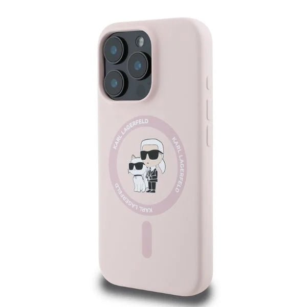 Karl Lagerfeld iPhone 16 Plus - Silicone KC Heads Ring MagSafe - Θήκη Σιλικόνης με MagSafe - Pink - KLHMP16MSCMKCRHP