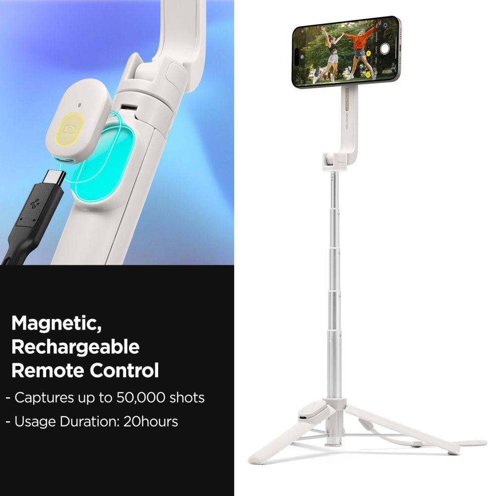 Spigen S571W Ασύρματο MagSafe Selfie Stick με Τρίποδο και Bluetooth Τηλεχειριστήριο - Dune Beige