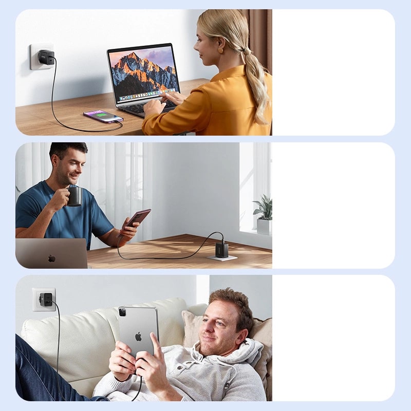 Joyroom Οικιακός Φορτιστής Γρήγορης Φόρτισης με 2 Θύρες Type-C PD 40W - Black - JR-TCF09