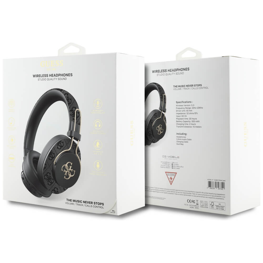 Guess Over-Ear Metal 4G Logo - Ασύρματα Bluetooth Ακουστικά - Black