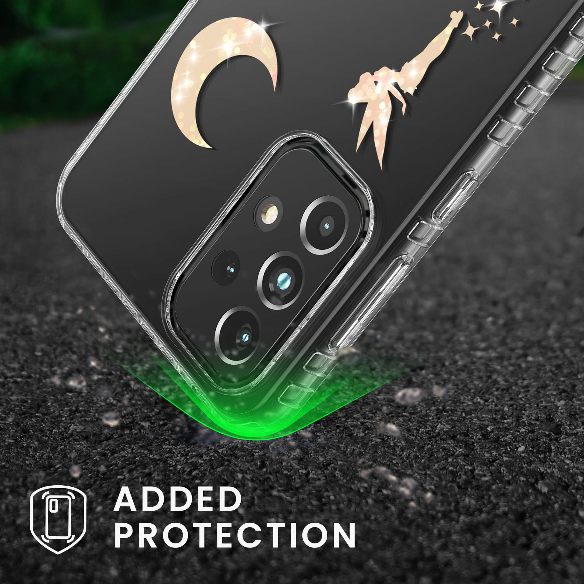 KW Samsung Galaxy A33 5G Σκληρή Θήκη με Πλαίσιο Σιλικόνης - Design Glittery Fairy - Διάφανη - Rose Gold - 58367.02