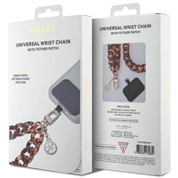 Guess Universal Big Hand Strap - Acetate Acrylic 4G Charm - Αλυσίδα Καρπού για Θήκη Κινητού - Gold / Bronze - GUOUCBMC4MT