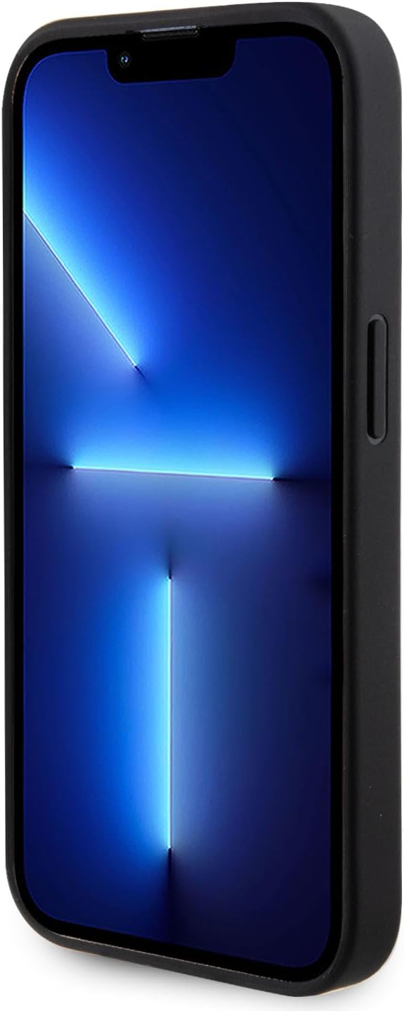 Guess iPhone 15 Pro Leather Perforated 4G Glitter Θήκη με Επένδυση Συνθετικού Δέρματος - Black - GUHCP15LPSP4LGK