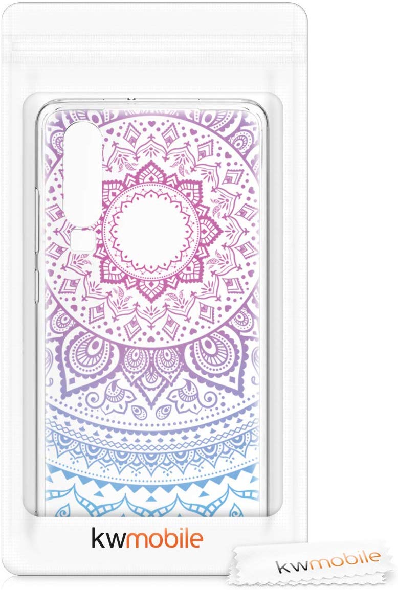 KW Huawei P30 Θήκη Σιλικόνης Design Indian Sun - Διάφανη / Blue / Dark Pink - 47412.03
