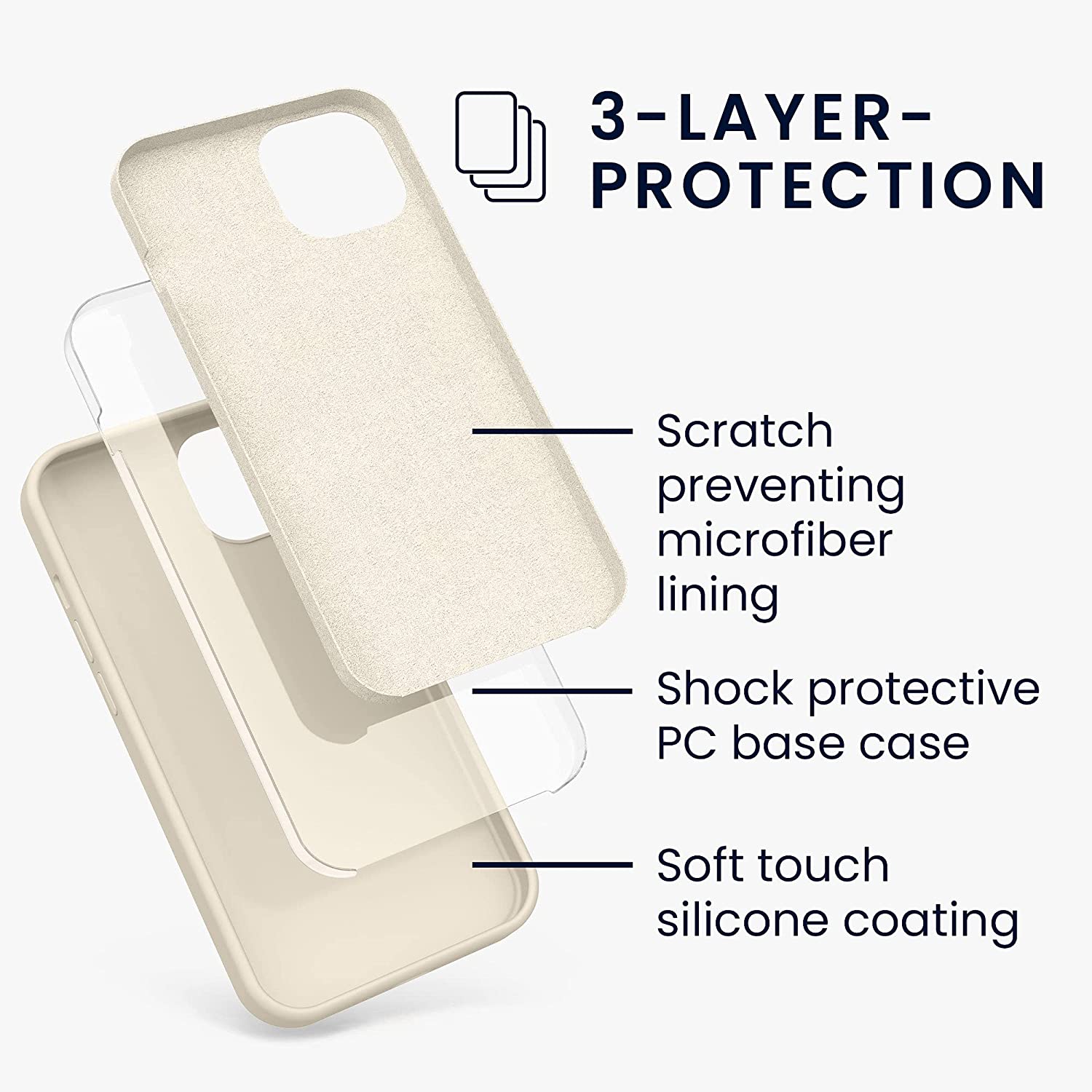 KW iPhone 13 Θήκη Σιλικόνης Rubberized TPU - Cream - 55878.16