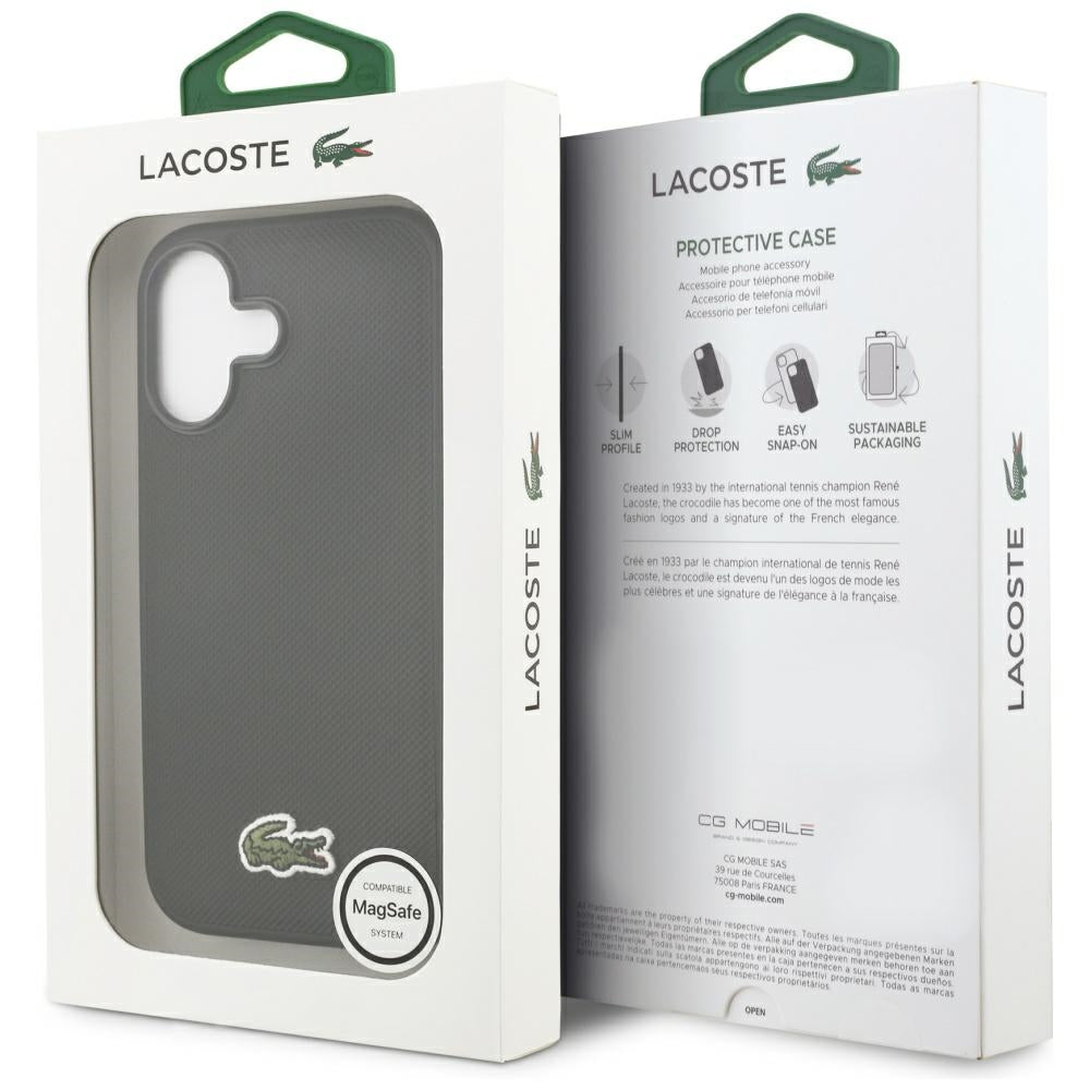 Lacoste iPhone 17 - Iconic Petit Pique Woven Logo MagSafe - Σκληρή Θήκη με Πλαίσιο Σιλικόνης - Black