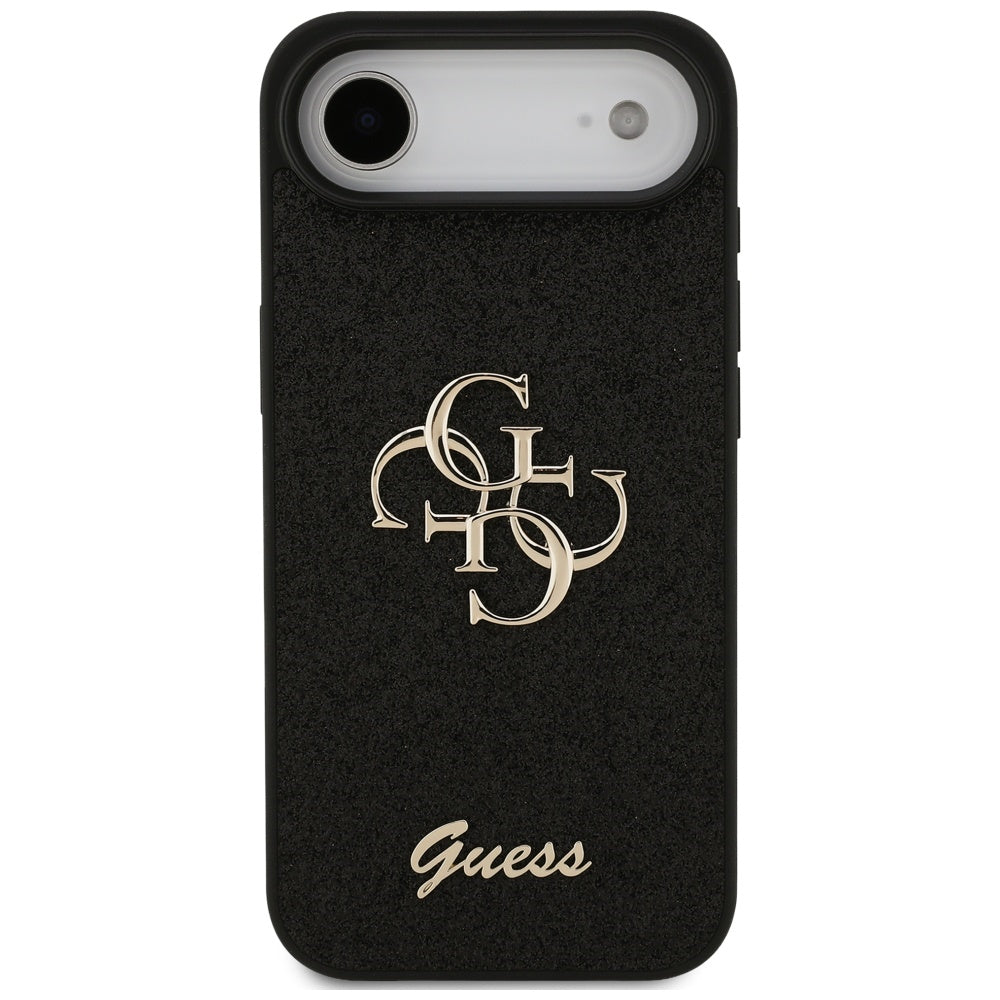 Guess iPhone Air - Fixed Glitter Big 4G - Σκληρή Θήκη με Πλαίσιο Σιλικόνης - Black - GUHCP17MHG4SGK