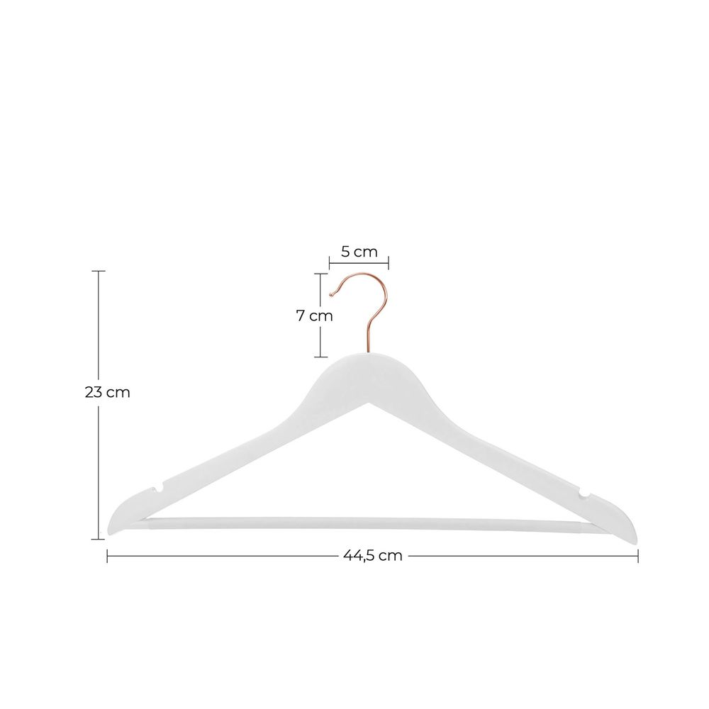 Songmics Σετ με 20 Ξύλινες Κρεμάστρες Ρούχων - White / Rose Gold - CRW001W01