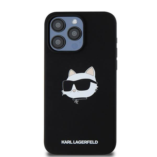 Karl Lagerfeld iPhone 15 Pro - Silicone Choupette Head - MagSafe Θήκη Σιλικόνης - Black - KLHMP15LSCHPPLK