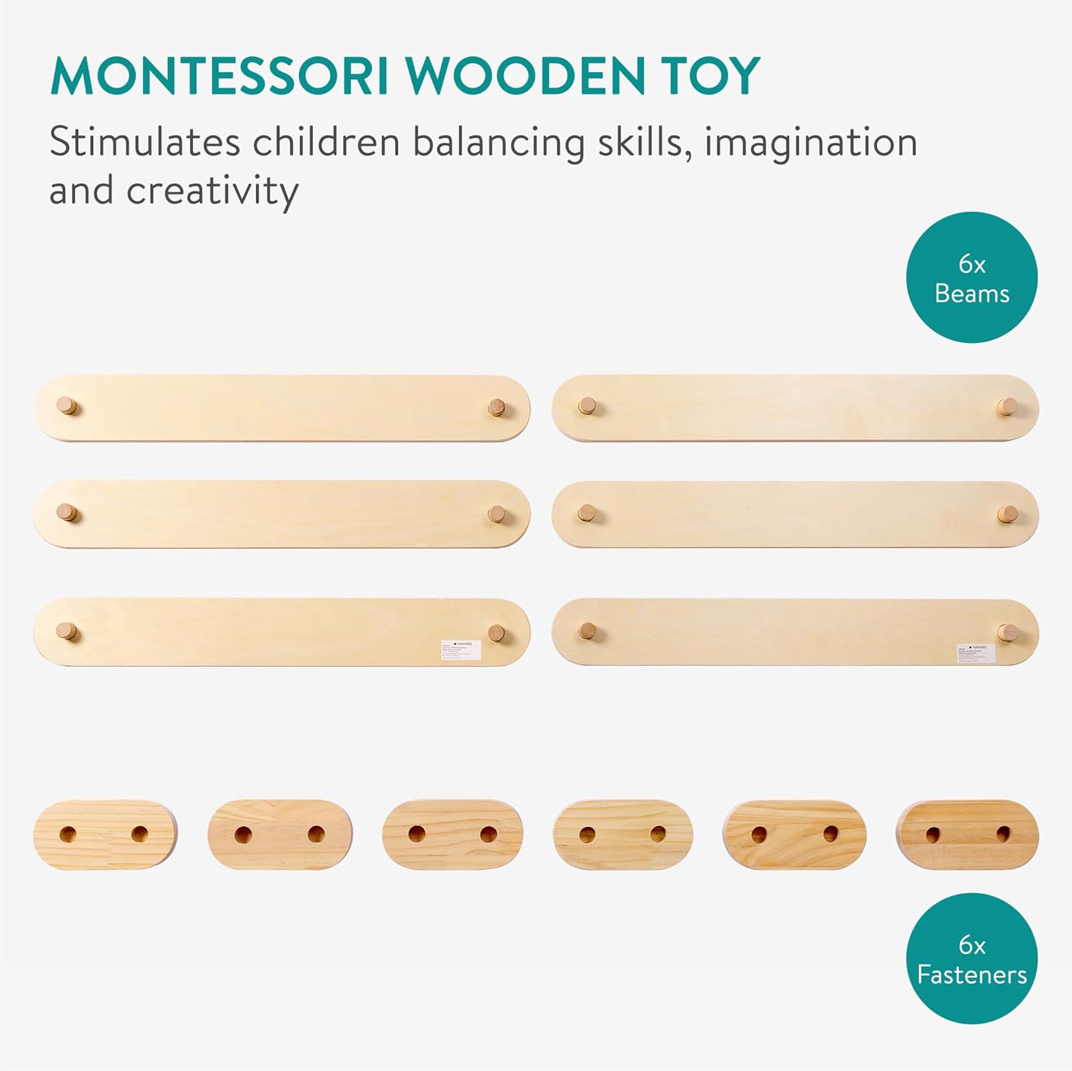 Navaris Ξύλινη Δοκός Ισορροπίας για Παιδιά - Beige - 61848.01