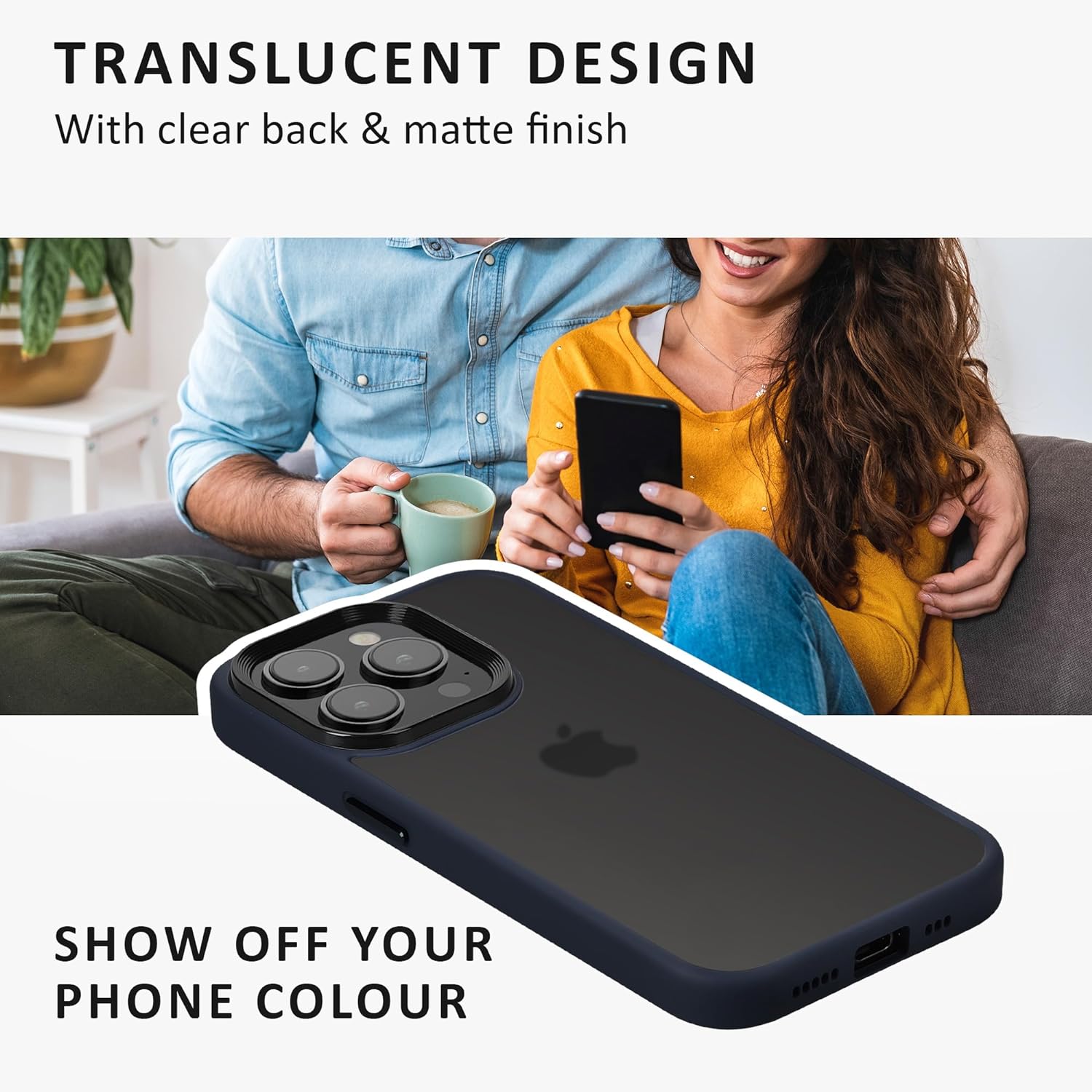 Kalibri iPhone 15 Pro Σκληρή Θήκη με Πλαίσιο Σιλικόνης - Matte Dark Blue / Ημιδιάφανη - KLB000022NM002C