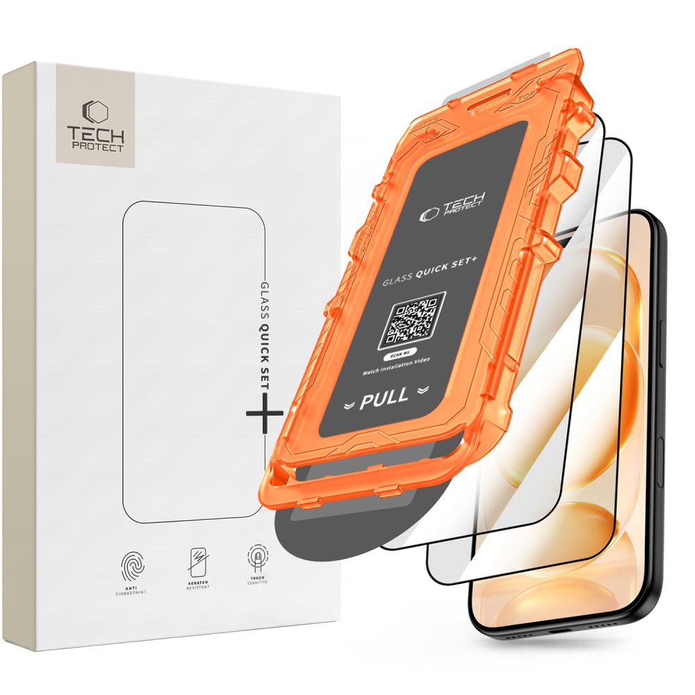 Tech-Protect iPhone 18 Pro / iPhone 17 Pro - Σετ με 2 Full Screen Αντιχαρακτικά Γυαλιά Οθόνης με Οδηγό Τοποθέτησης - Quick Set Plus - Black