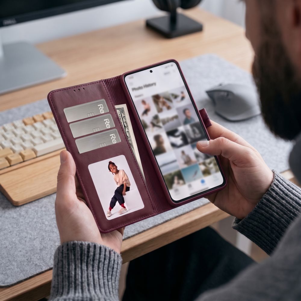 Tech-Protect Xiaomi Redmi Note 17 Pro 5G - Θήκη Πορτοφόλι Stand από Δερματίνη - Wallet - Mulberry