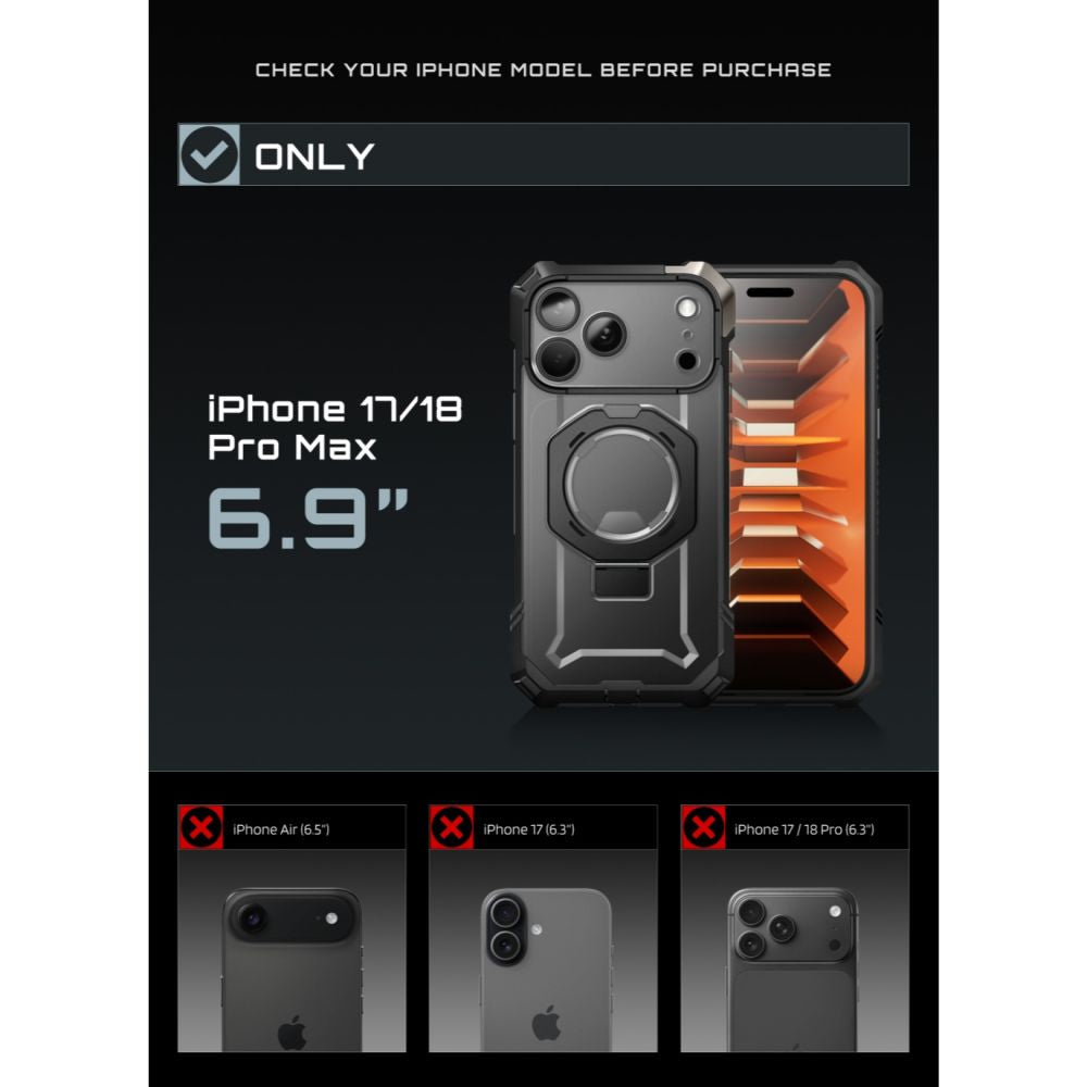 Supcase iPhone 18 Pro Max / iPhone 17 Pro Max - Σκληρή Θήκη με MagSafe και Stand - UB Grip Mag - Black