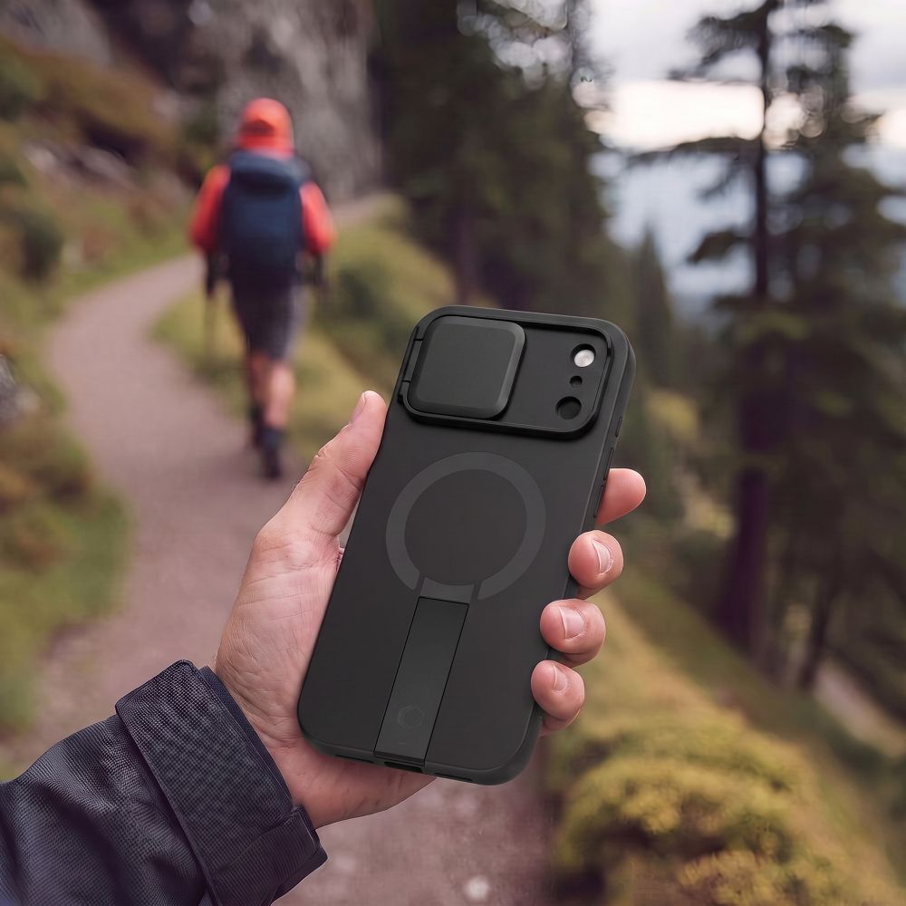 Tech-Protect iPhone 18 Pro / iPhone 17 Pro - Σκληρή Θήκη MagSafe με Ανοιγόμενο Κάλυμμα Κάμερας και Stand - Kevlar Aura MagSafe - Black