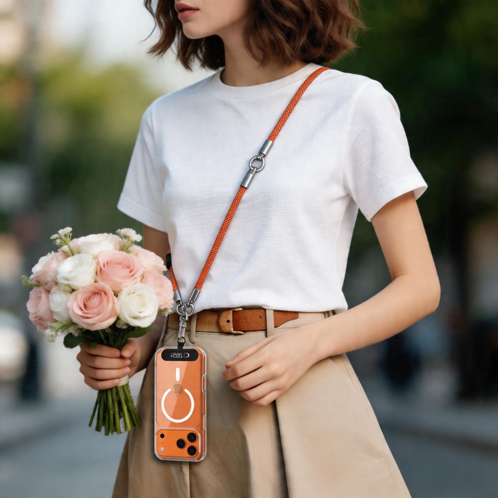 Tech-Protect Universal Λουράκι για Θήκη Κινητού - C10S Rope CrossBody / Wrist Strap - Orange / Titanium
