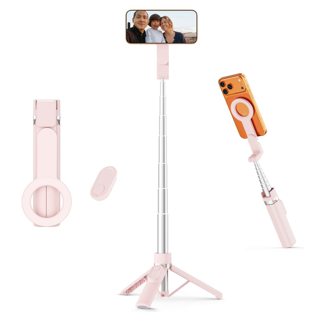 Tech-Protect Ασύρματο MagSafe Bluetooth Selfie Stick με Τρίποδο και Τηλεχειριστήριο - L11S - Pink