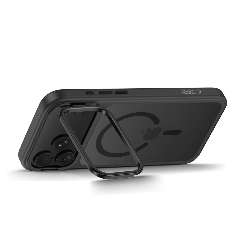 Tech-Protect iPhone 18 Pro Max / iPhone 17 Pro Max - Σκληρή Θήκη με Πλαίσιο Σιλικόνης και Stand MagSafe - Magstand CC - Matte Black