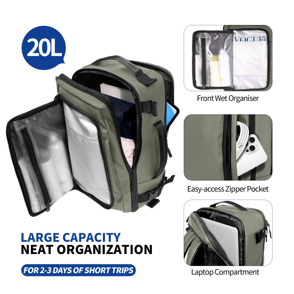 Tech-Protect Σακίδιο Καμπίνας για Laptop - 20L - Defender S50 - Olive Green