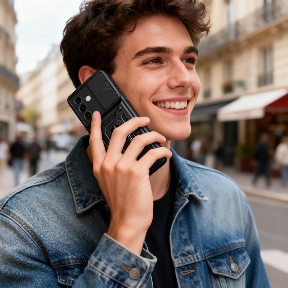 Tech-Protect Samsung Galaxy A27 5G Σκληρή Θήκη με Πλαίσιο Σιλικόνης και Δαχτυλίδι Συγκράτησης - Camshield Pro - Black