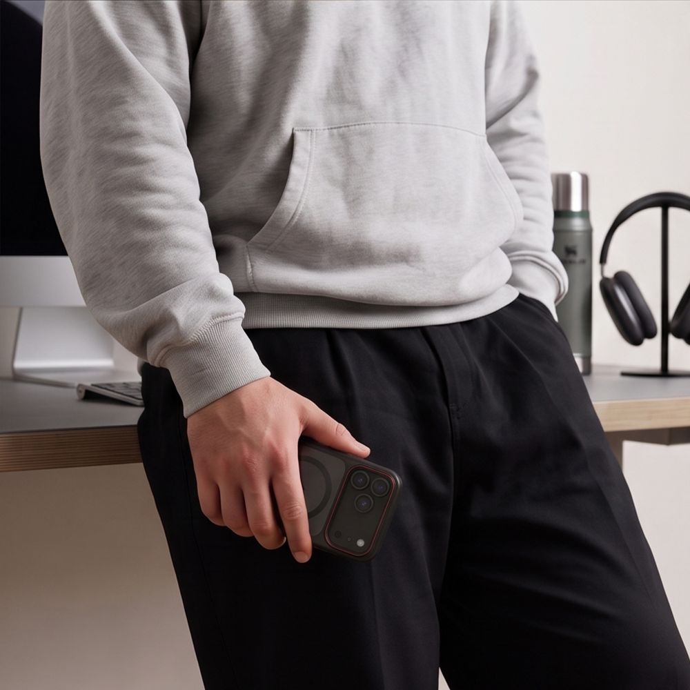 Tech-Protect iPhone 18 Pro Max / iPhone 17 Pro Max - Σκληρή Θήκη με Πλαίσιο Σιλικόνης MagSafe - MagCam - Matte Black / Red