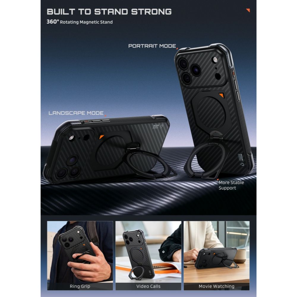 Supcase iPhone 18 Pro Max / iPhone 17 Pro Max - Σκληρή Θήκη με MagSafe και Stand - Aero Mag - Aramid Black