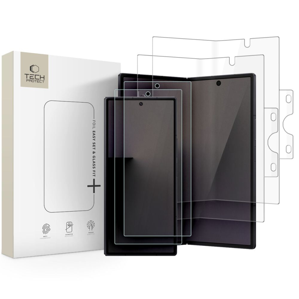 Tech-Protect Samsung Galaxy Z Fold8 Ultra - Σετ με 2 Αντιχαρακτικά Γυαλιά Οθόνης 9H και 2 Προσταυτικές Μεμβράνες - Easy Set Foil and Glass Fit 4in1 - Clear
