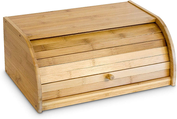 Relaxdays Δοχείο Αποθήκευσης Ψωμιού με Συρόμενο Καπάκι από Μπαμπού - Natural - 4052025166564