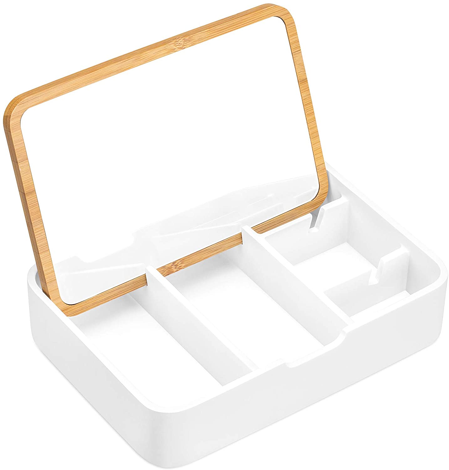 Navaris Κουτί Αποθήκευσης Κοσμημάτων με Καθρέπτη και Καπάκι - White / Brown - 49049.02