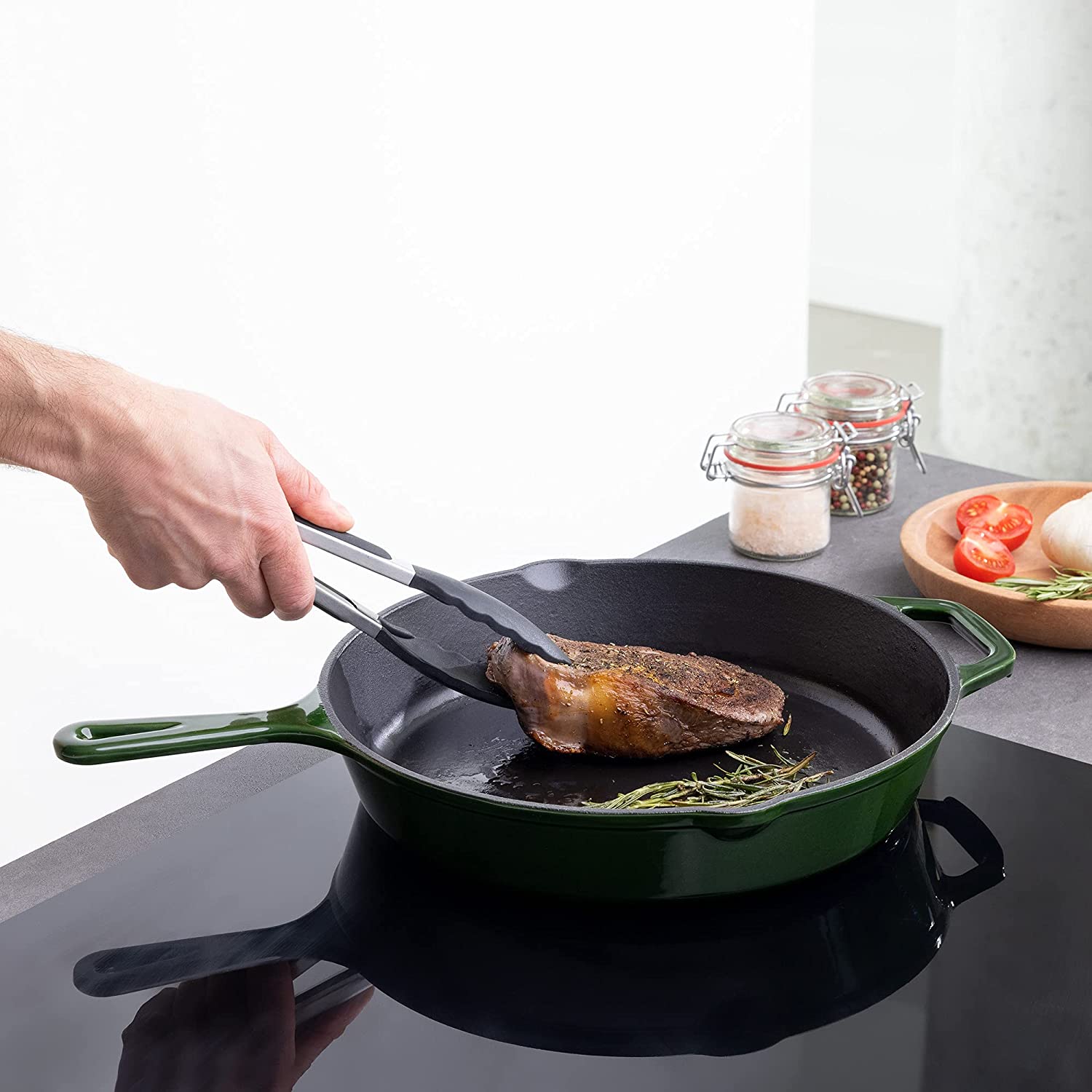 Navaris Μαντεμένιο Τηγάνι - 30cm - Dark Green - 53784.02