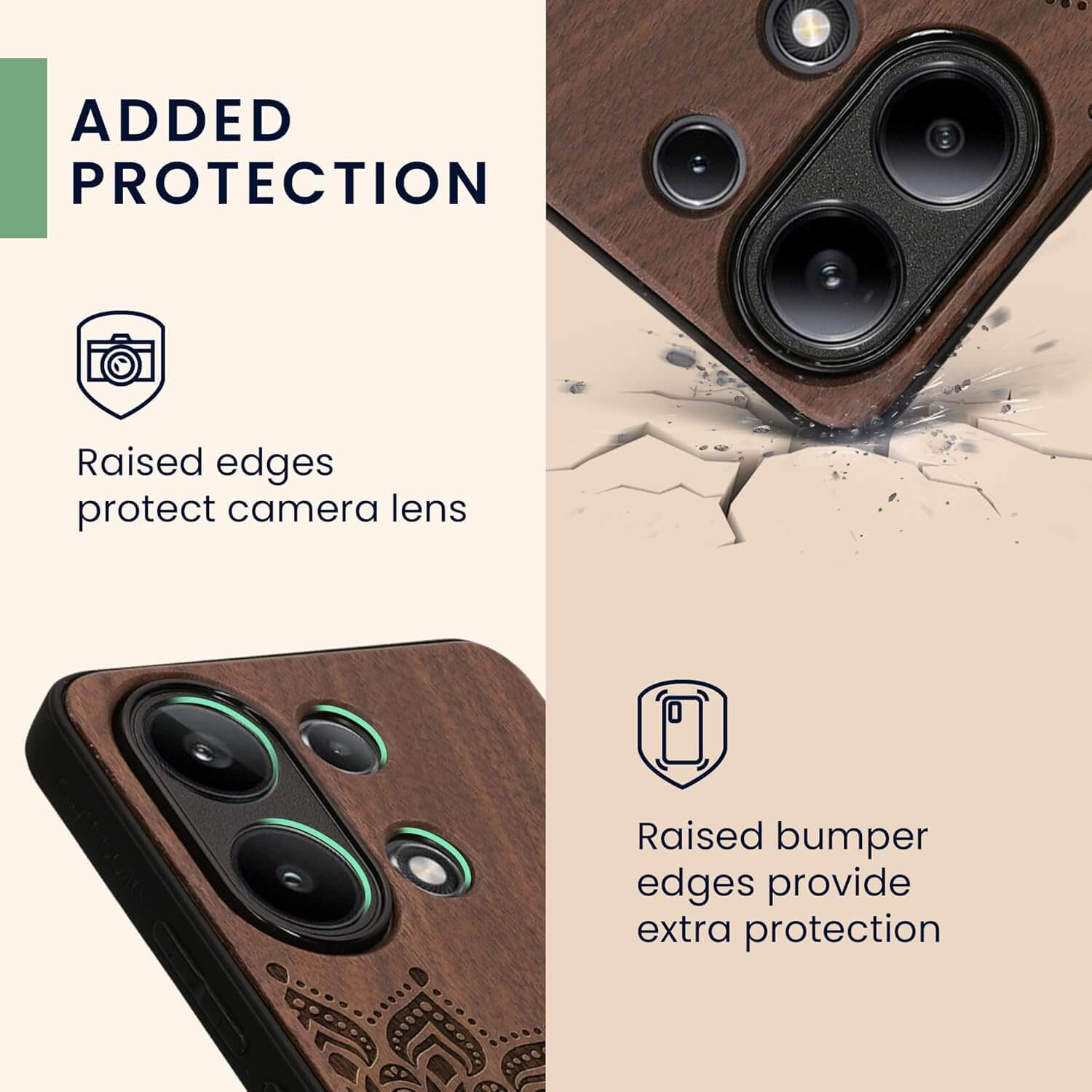 KW Xiaomi Redmi Note 13 4G Θήκη από Φυσικό Ξύλο - Design Rising Sun - Dark Brown