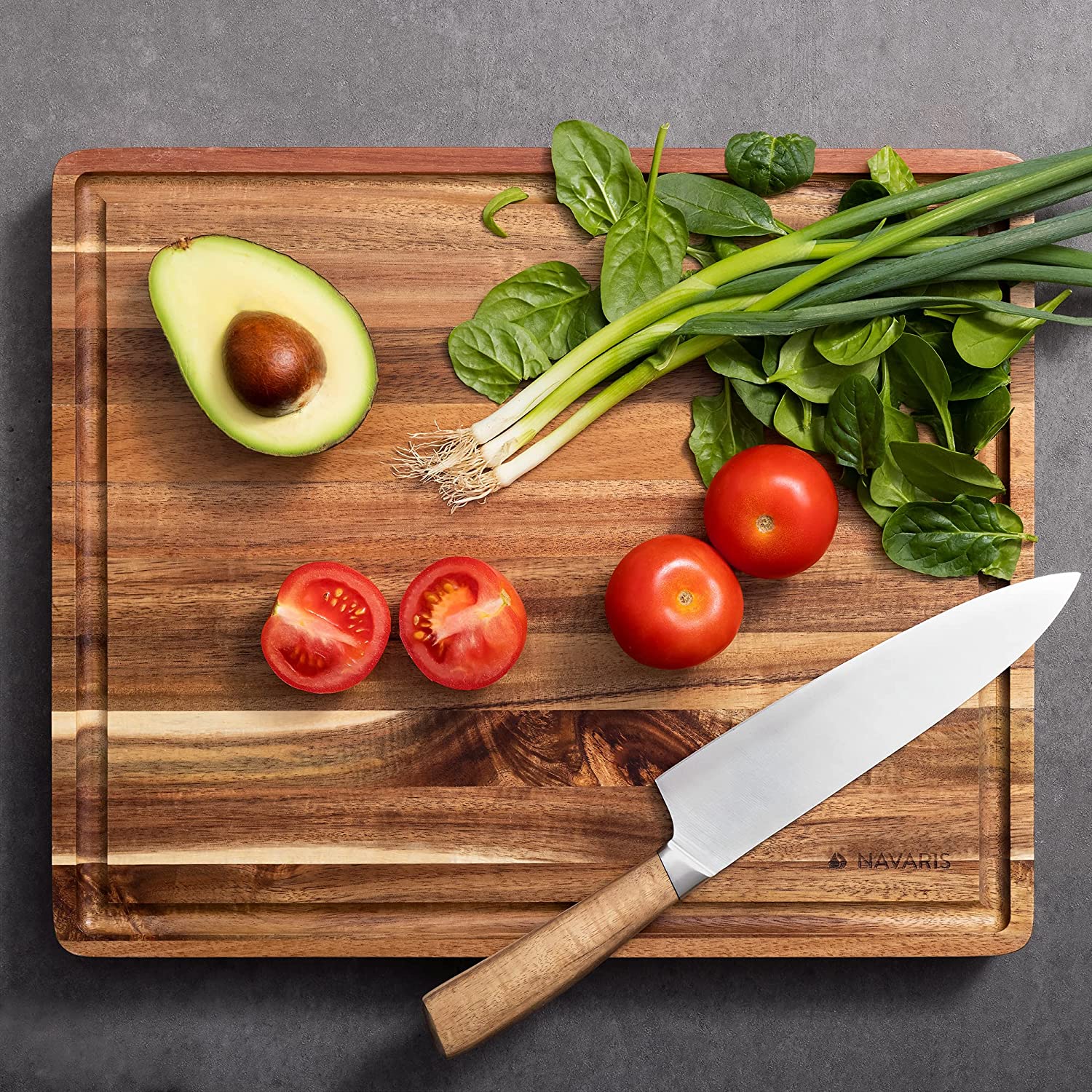 Navaris Ξύλινη Επιφάνεια Διπλής Όψης για Κοπή και Σερβίρισμα από Ακακία - Brown - 55829.01