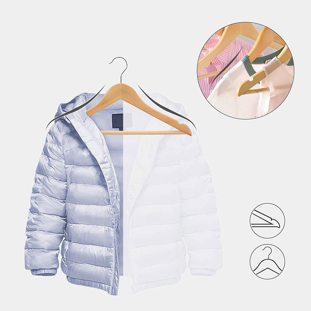 Songmics Σετ με 10 Παιδικές Ξύλινες Κρεμάστρες Ρούχων - 35 x 20 cm - Natural - CRW006N01