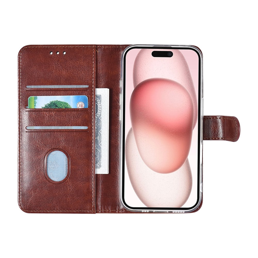 Tuniq iPhone 16 - Θήκη Πορτοφόλι Stand από Δερματίνη - Καφέ