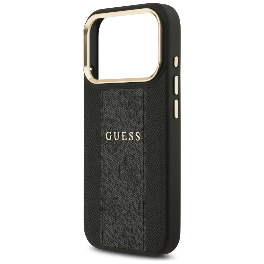 Guess iPhone 17 Pro - 4G Stripe MagSafe - Θήκη με Επένδυση Συνθετικού Δέρματος - Black - GUHMP17LPG4SEMCK
