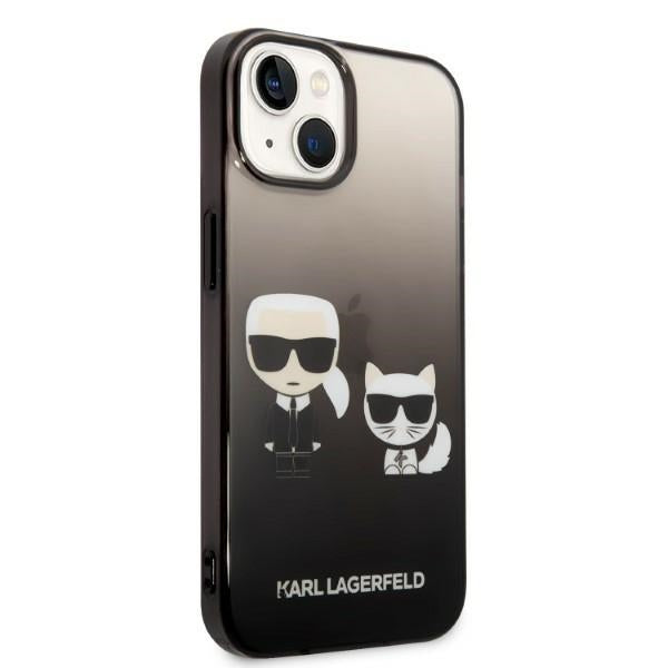 Karl Lagerfeld iPhone 14 Plus - Gradient Ikonik Karl and Choupette Σκληρή Θήκη με Πλαίσιο Σιλικόνης - Black - KLHCP14MTGKCK