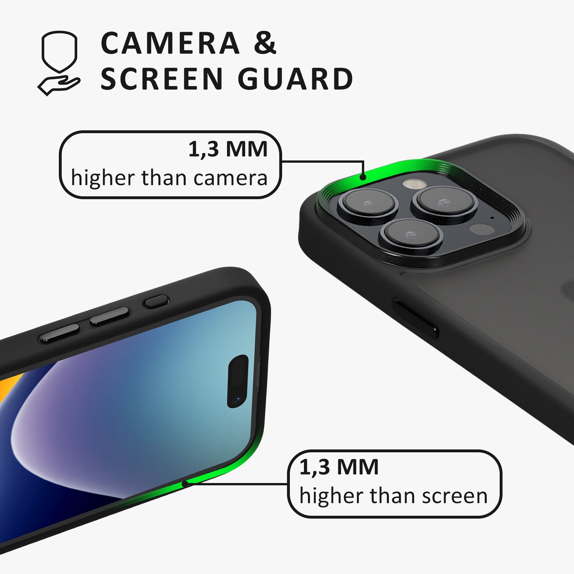 Kalibri iPhone 15 Pro Max Σκληρή Θήκη με Πλαίσιο Σιλικόνης - Black / Ημιδιάφανη