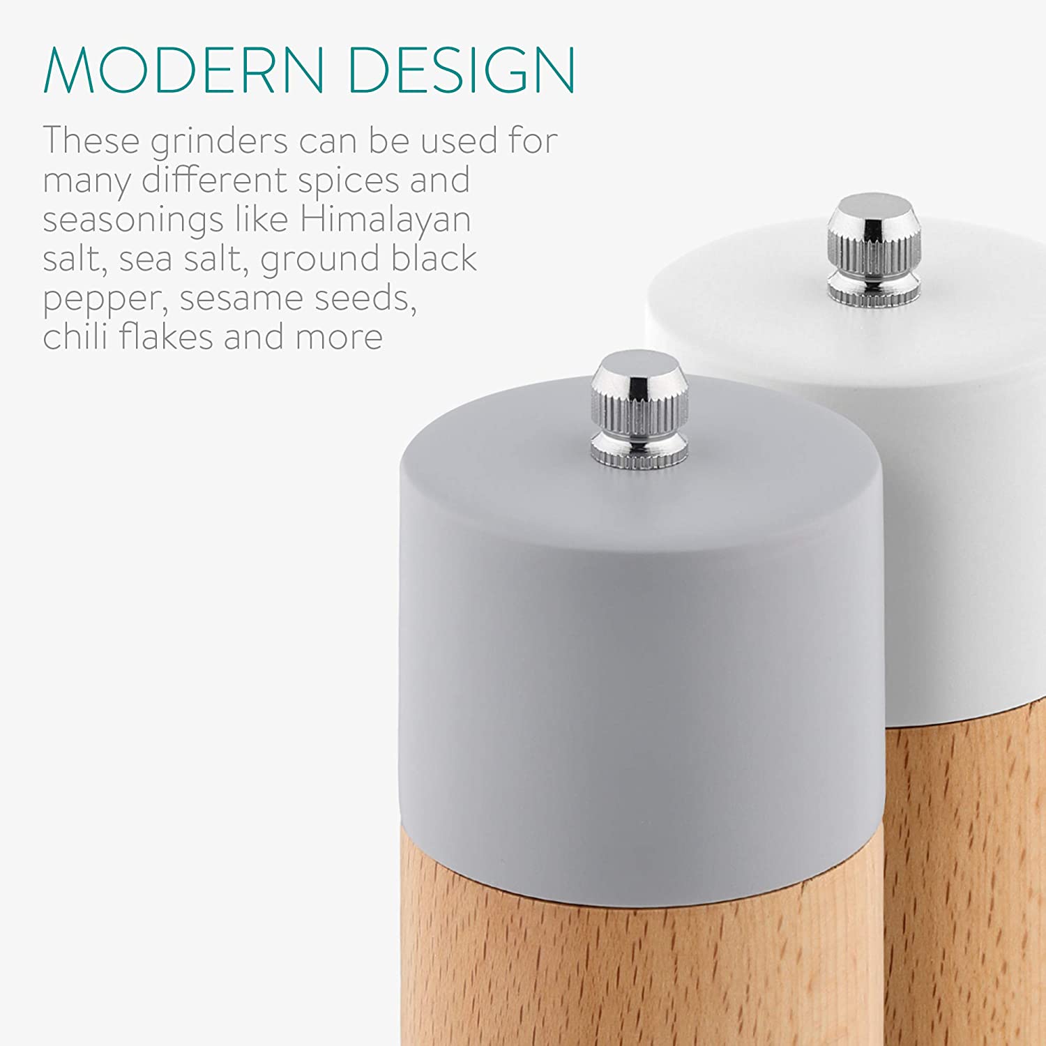 Navaris Salt and Pepper Mill Set Σετ Μύλων Αλάτι και Πιπέρι - Beech Wood - 49616.04