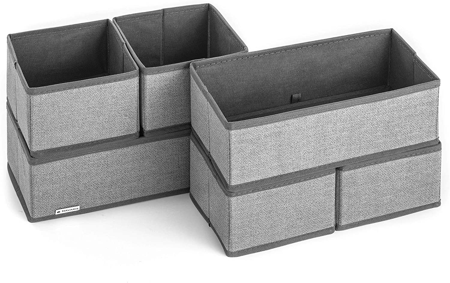 Navaris Σετ με 6 Υφασμάτινα Κουτιά Αποθήκευσης - Grey - 49052.06.22