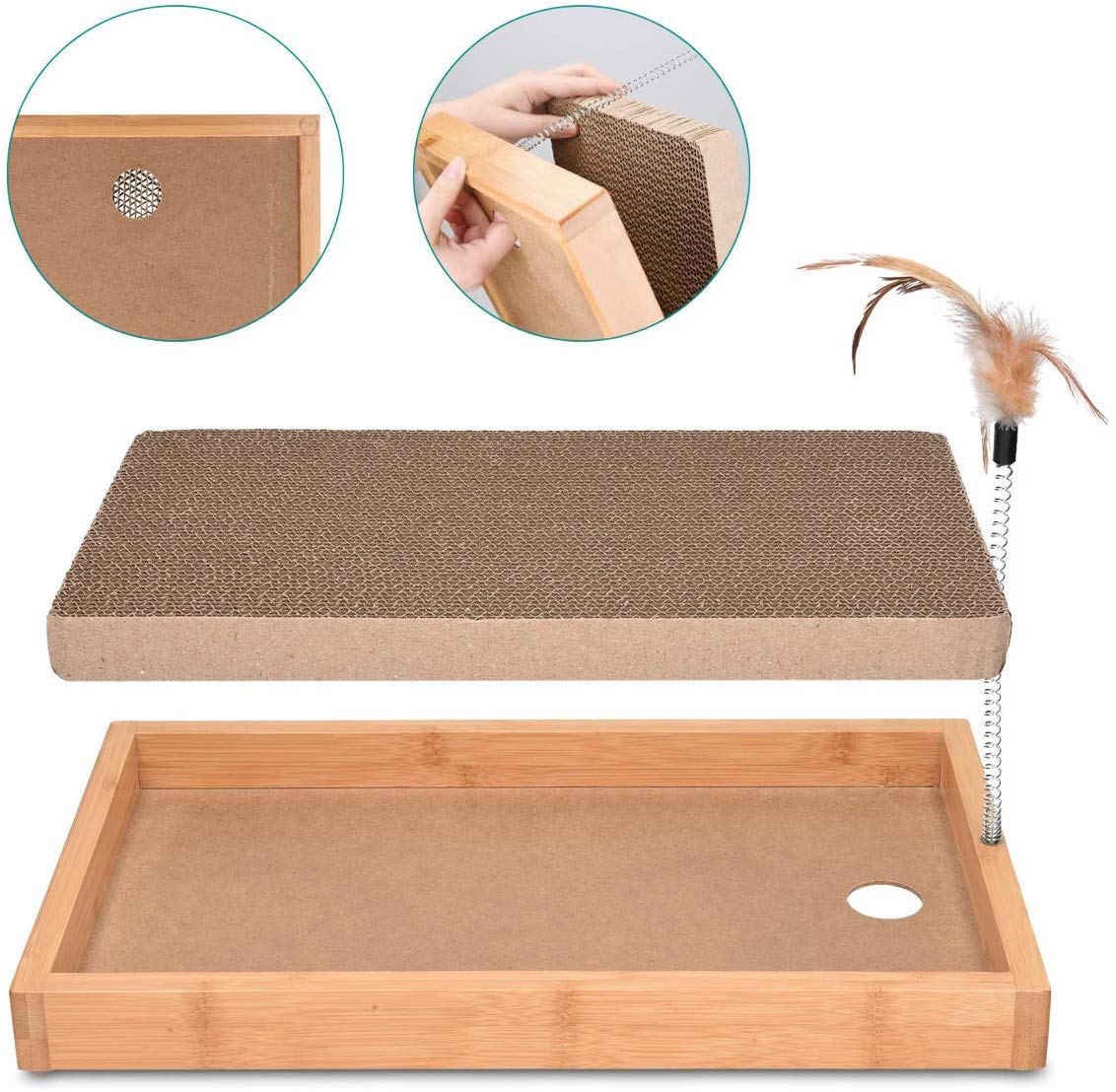 Navaris Cat Scratching Board - Ονυχοδρόμιο για Γάτες - XXL - 44 x 25 x 4 cm - Bamboo - 46752.05