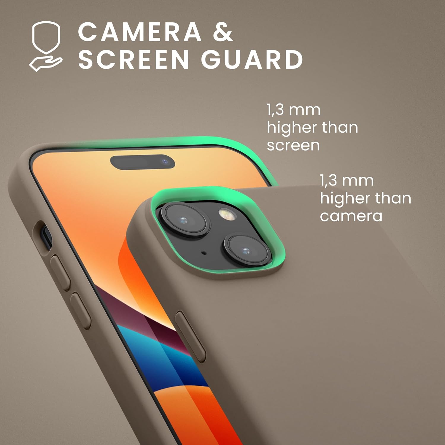 KW iPhone 15 Θήκη Σιλικόνης Rubberized TPU - Taupe - 61953.43