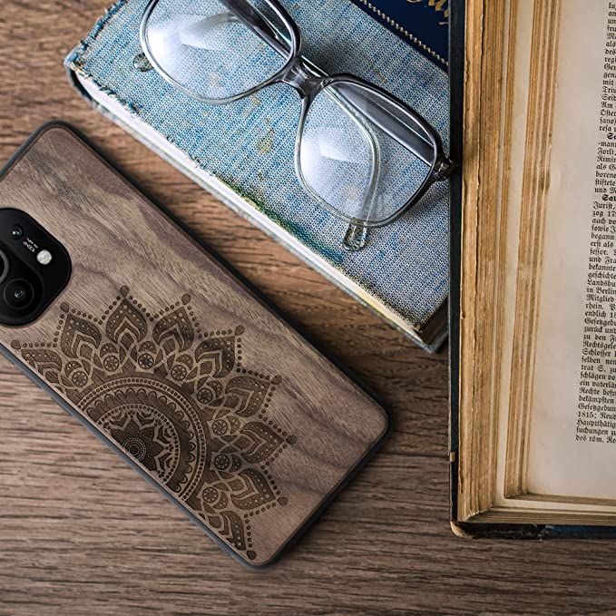 KW Xiaomi Mi 11 Θήκη από Φυσικό Ξύλο - Design Rising Sun - Dark Brown - 54662.07