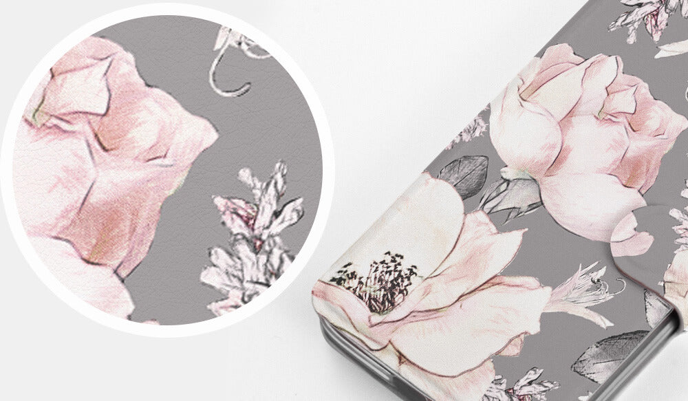 Mobiwear iPhone 13 Pro Θήκη Βιβλίο Slim Flip - Design Pink Pastel Flowers - MX06S