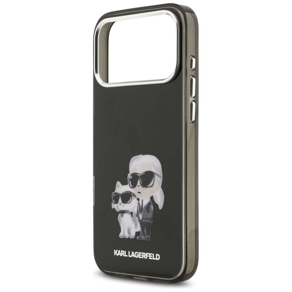 Karl Lagerfeld iPhone 17 Pro Max - IML Aquarelle Karl / Choupette and Logo MagSafe - Σκληρή Θήκη με Πλαίσιο Σιλικόνης - Black - KLHMP17XHMKCAQOK