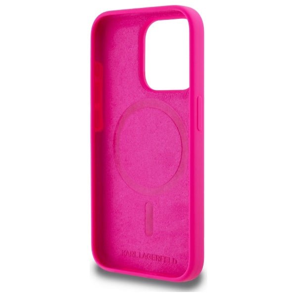 Karl Lagerfeld iPhone 15 Pro Max - Silicone Karl Head Print - MagSafe Θήκη Σιλικόνης - Fuschia - KLHMP15XSKHPPLF