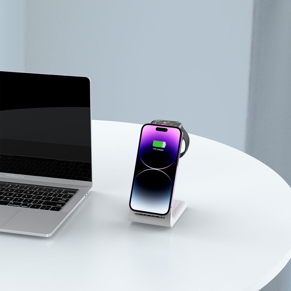 Tech-Protect QI15W-A36 3in1 Ασύρματος Φορτιστής MagSafe με Καλώδιο USB-A to USB-C - White