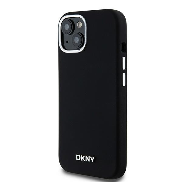 DKNY iPhone 15 / 14 / 13 - Liquid Silicone Small Metal Logo - MagSafe Σκληρή Θήκη με Πλαίσιο Σιλικόνης - Black