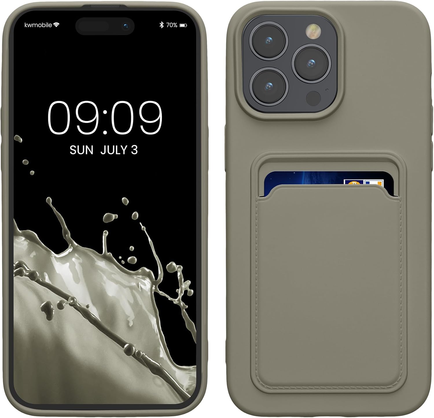 KW iPhone 15 Pro Max Θήκη Σιλικόνης TPU με Υποδοχή για Κάρτα - Matte Light Grey